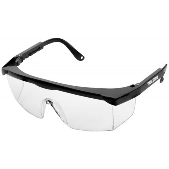 Kính bảo hộ Polycarbonate tròng trắng gọng đen Tolsen 45071