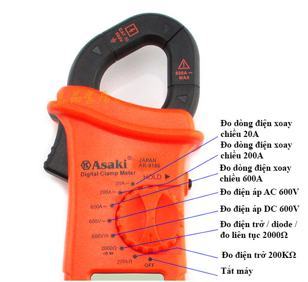 Ampe kềm kỷ thuật số Asaki AK-9186 — ảnh 4