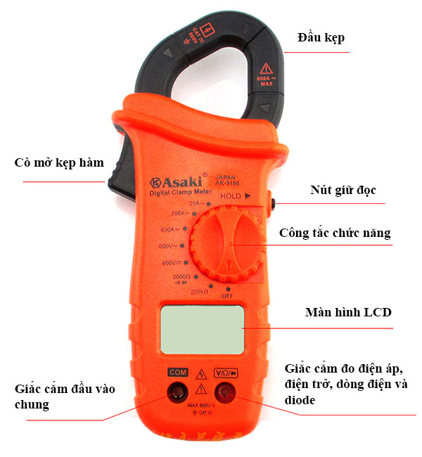 Ampe kềm kỷ thuật số Asaki AK-9186 — ảnh 3