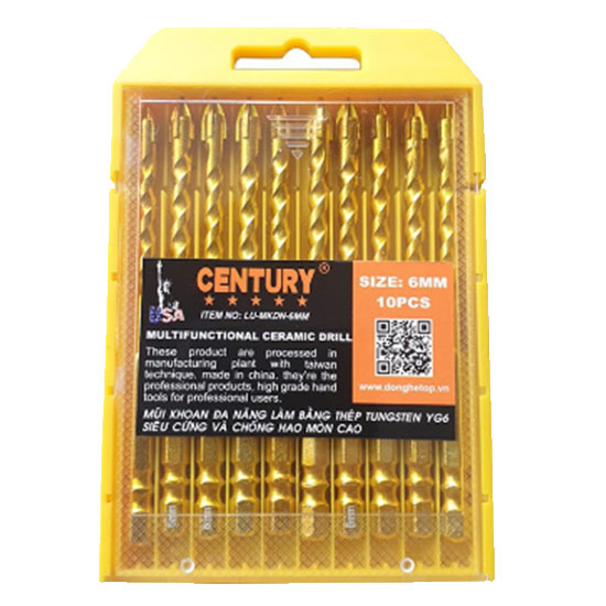 Bộ 10 mũi khoan đa năng 4 cạnh 6mm Century LU-MKDN-6