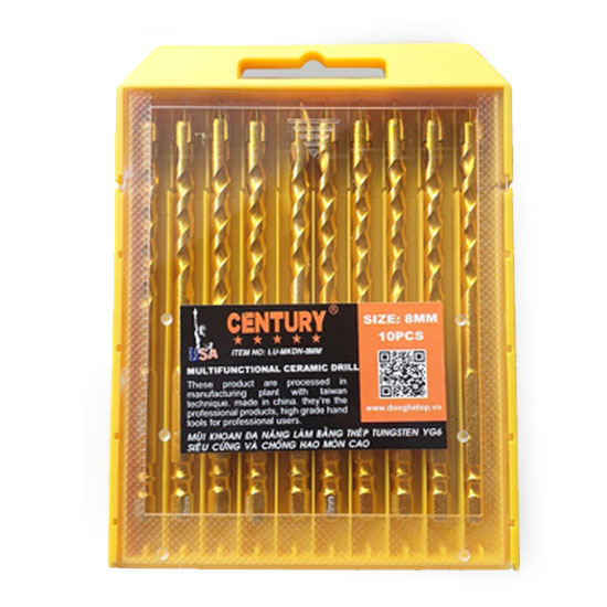 Bộ 10 mũi khoan đa năng 4 cạnh 8mm Century LU-MKDN-8