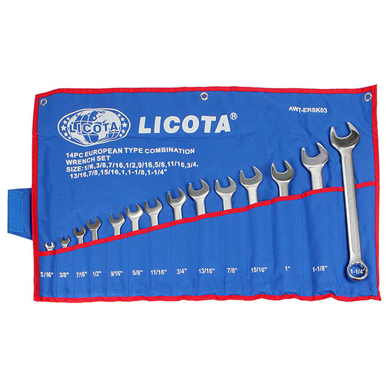 Bộ cờ lê vòng miệng 14 cây hệ inch 5/16"-1 1/4" Licota AWT-ERSK03