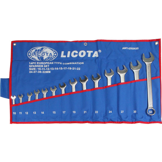 Bộ cờ lê vòng miệng 14 cây hệ mét 10-32mm Licota AWT-ERSK05A
