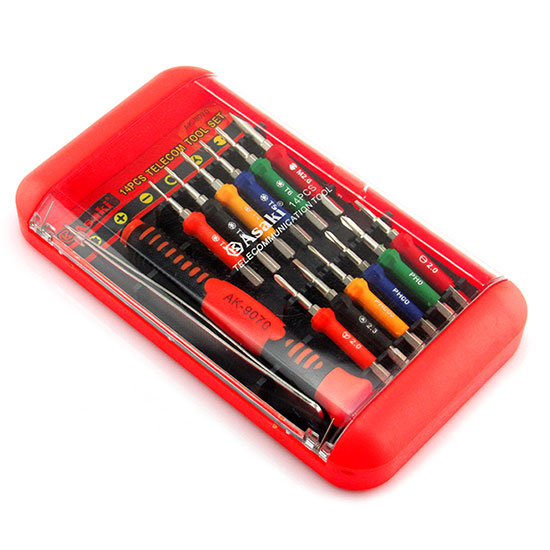 Bộ tuốc nơ vít sửa chữa điện tử 14 chi tiết Asaki AK-9070