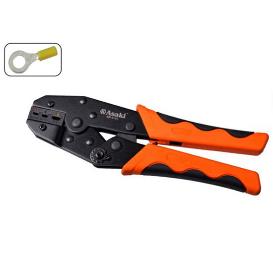 Kềm bấm đầu cosse tròn bọc nhựa 9"/225 Asaki AK-9120