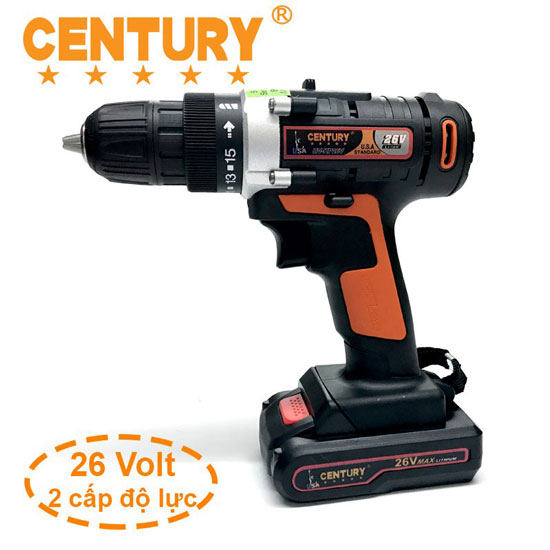 Máy khoan vặn vít dùng pin 26V Century HV-KP26V