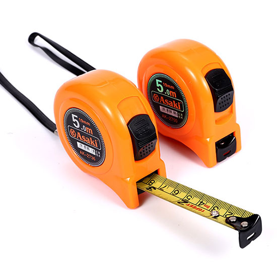 Thước cuộn thép nền vàng cao cấp (10mx25mm) hệ Inch & Mét Asaki AK-2741