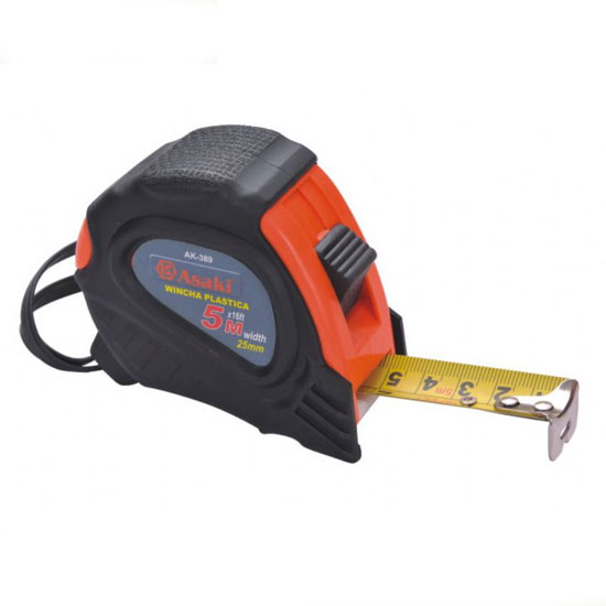 Thước cuộn thép nền vàng cao cấp (7.5mx25mm) hệ Inch & Mét Asaki AK-0390