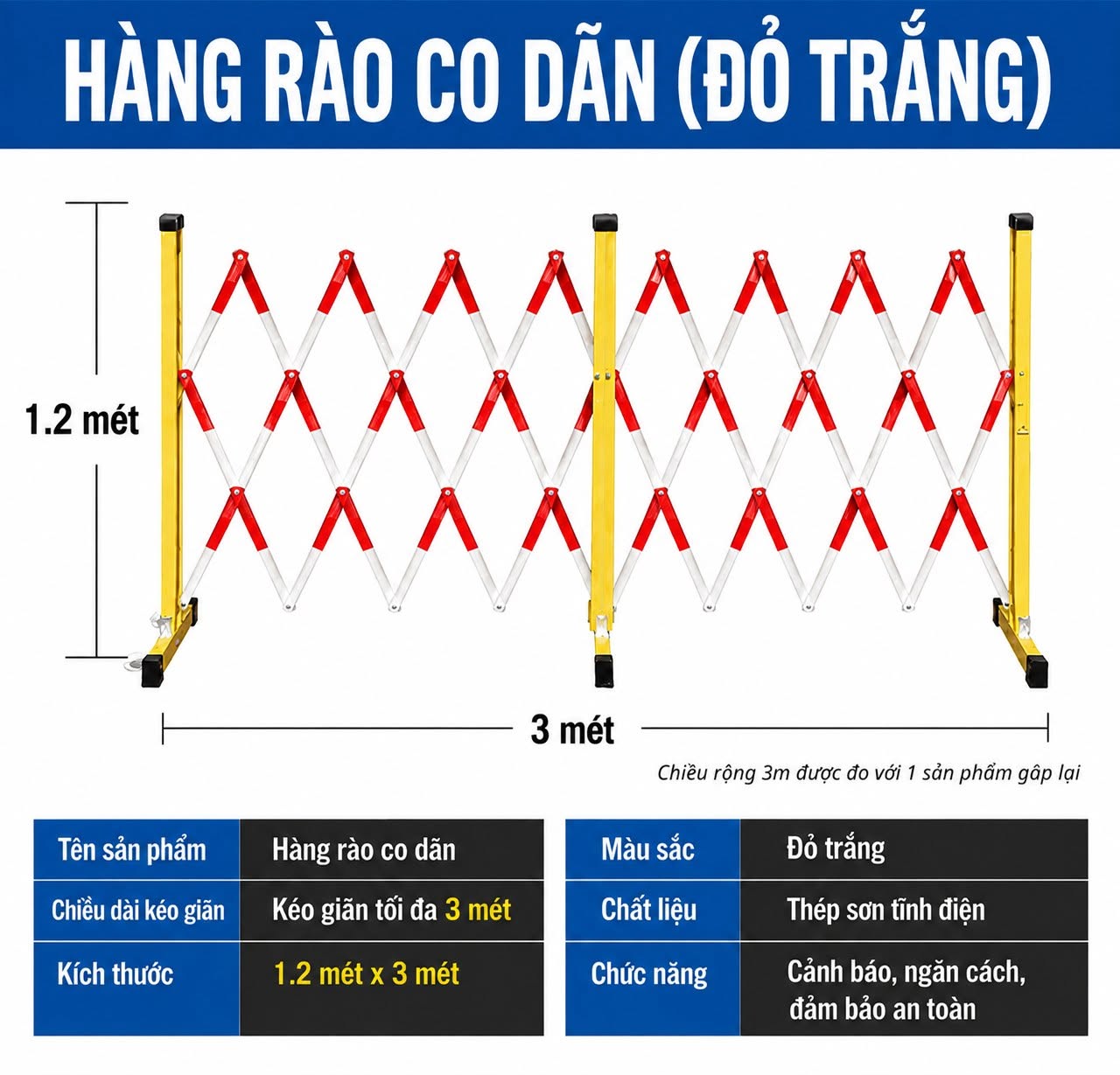 Hàng Rào Co Giãn Di Động YD-EBQ235– Rào Chắn An Toàn Linh Hoạt Cho Công Trường — ảnh 3