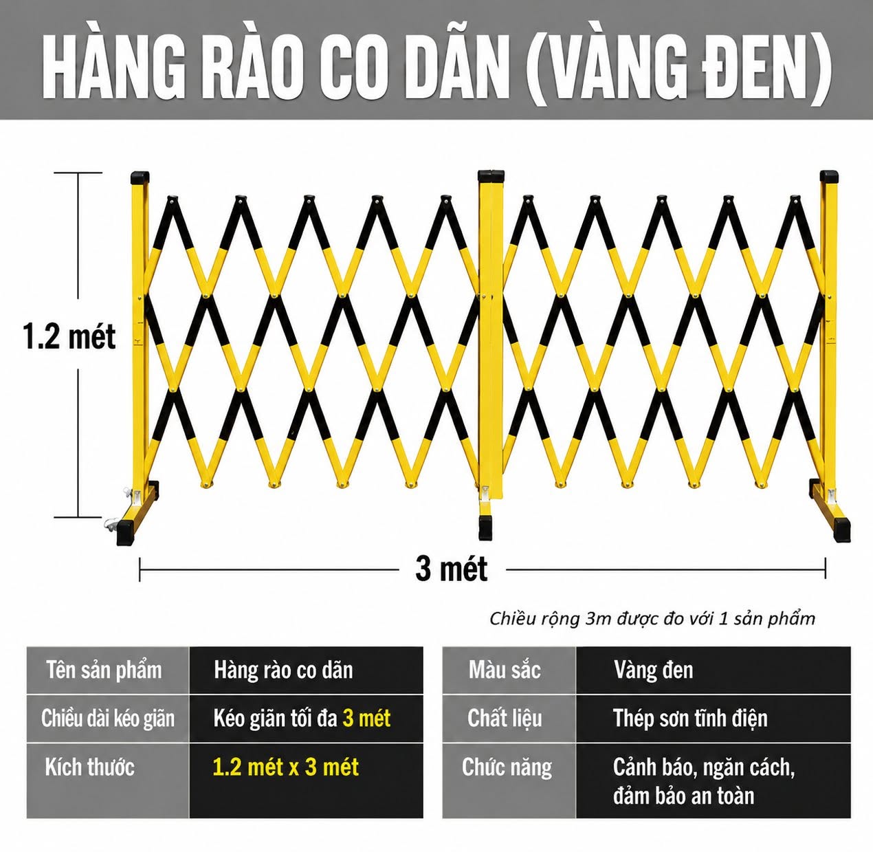 Hàng Rào Co Giãn Di Động YD-EBQ235– Rào Chắn An Toàn Linh Hoạt Cho Công Trường — ảnh 4