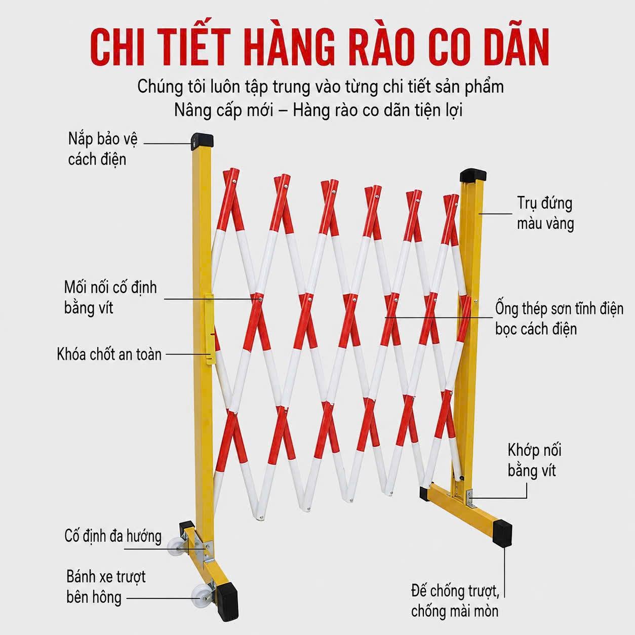 Hàng Rào Co Giãn Di Động YD-EBQ235– Rào Chắn An Toàn Linh Hoạt Cho Công Trường