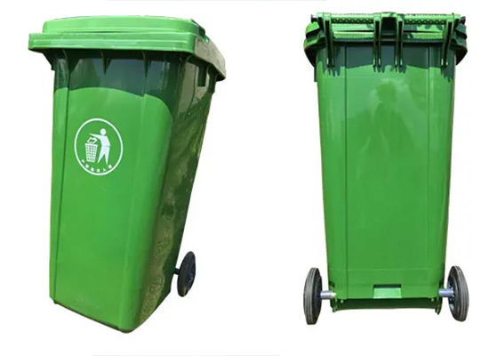 Thùng rác nhựa 360L màu xanh lá có bánh xe 03TR-360