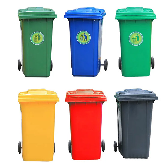 Thùng rác nhựa 360L màu xanh lá có bánh xe 03TR-360