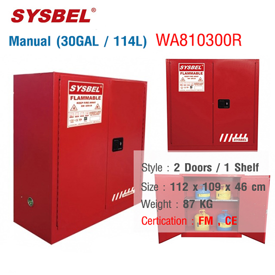 Tủ lưu trữ dung môi gây cháy 30 gallon Sysbel WA810300R