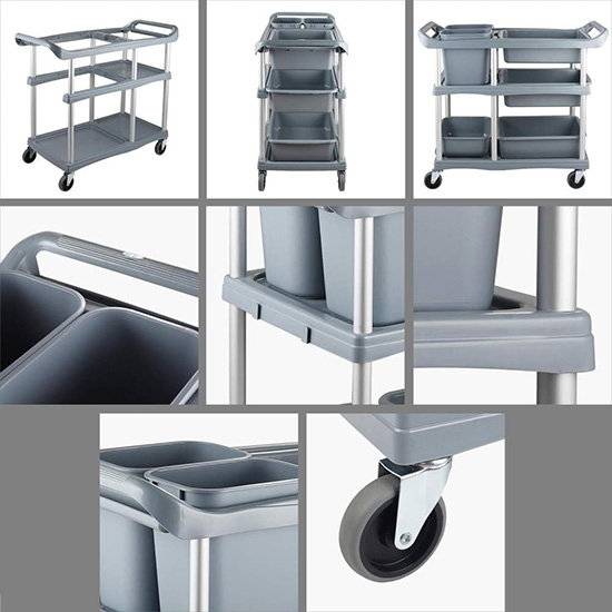 Xe đẩy dọn chén đĩa 3 tầng bằng nhựa ZY22