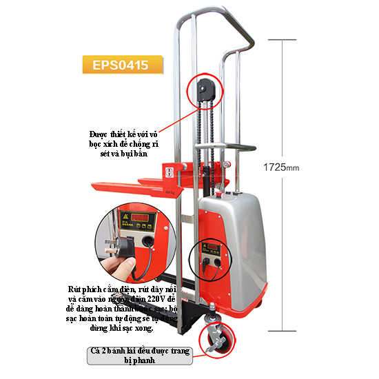 Xe nâng bán tự động mini 400kg Noblelift EPS0415