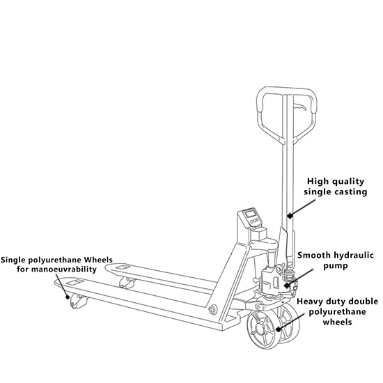 Xe nâng tay thủy lực 2 tấn có cân NOBLELIFT HP-ESR20