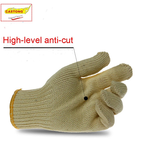 Găng tay chống cắt bằng vải dệt kim Para-aramid CASTONG KBQ7-60