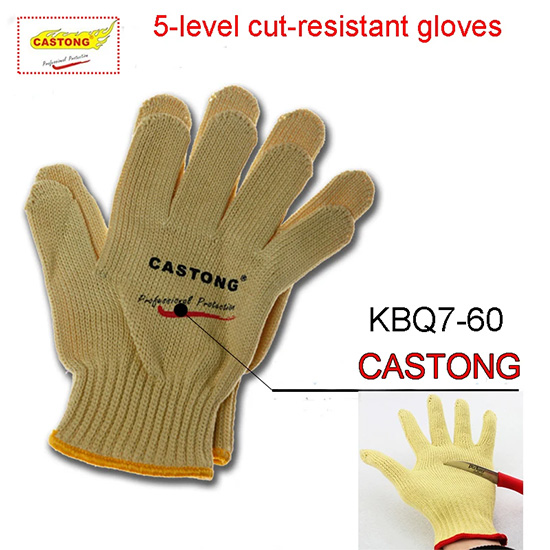 Găng tay chống cắt bằng vải dệt kim Para-aramid CASTONG KBQ7-60