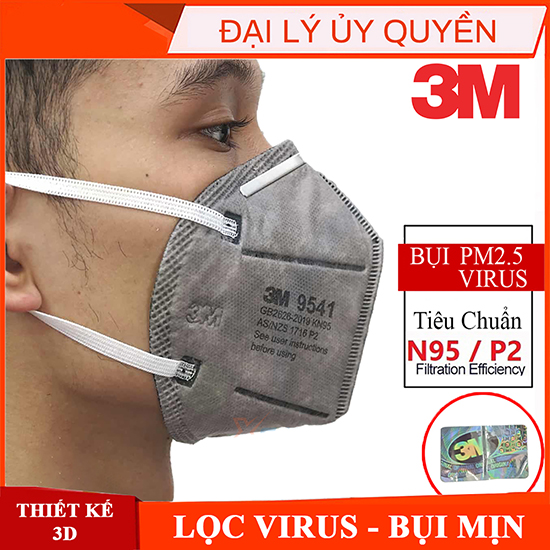 Khẩu trang than hoạt tính lọc khí độc 3M 9541