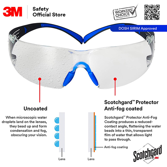 Kính bảo hộ Polycarbonate trong suốt 3M SF401SGAF