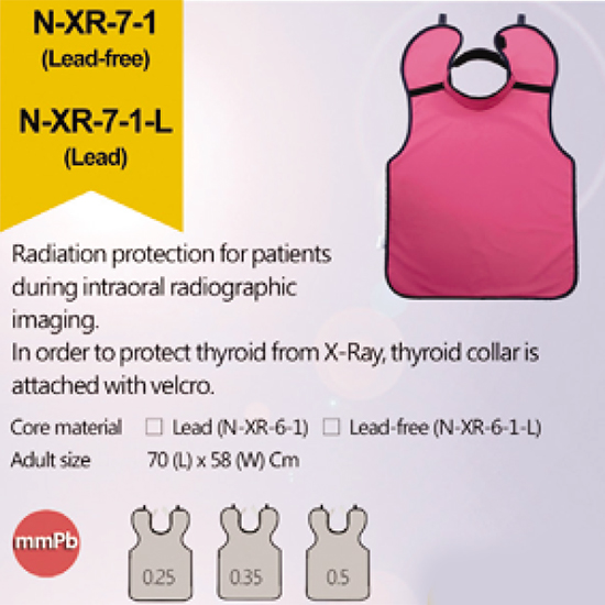 Tạp dề chì nha khoa có lá chắn tuyến giáp 0.5 mmPb N-XR-7-1-L