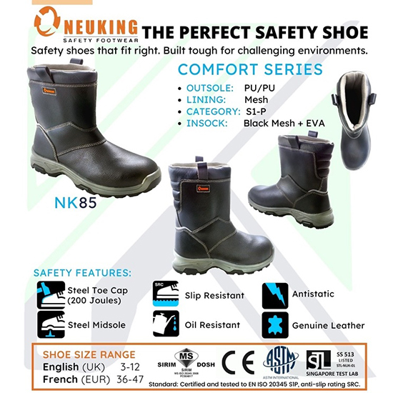 Ủng da bảo hộ màu đen NEUKINGS NK85