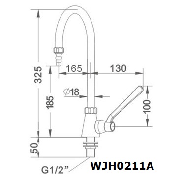 Vòi nước phòng thí nghiệm gắn trên sàn 1 nhánh WJH0211A