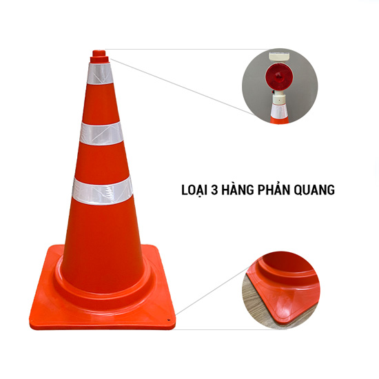 Nón giao thông 3 vòng phản quang cao 70cm CONE-3K3870