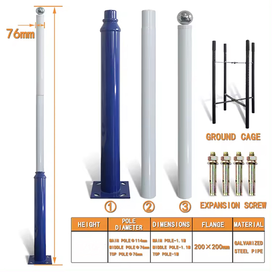 Cột đèn đường tròn ngoài trời bằng thép mạ kẽm cao 4m TRU-87