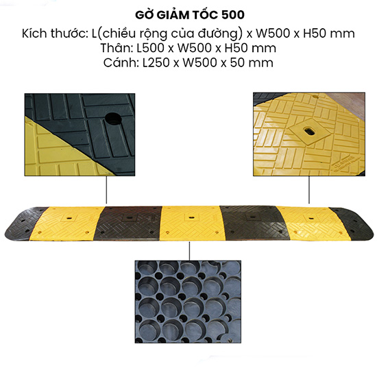 Gờ cao su giảm tốc chiều rộng 500m Hi-Q RSH-0550